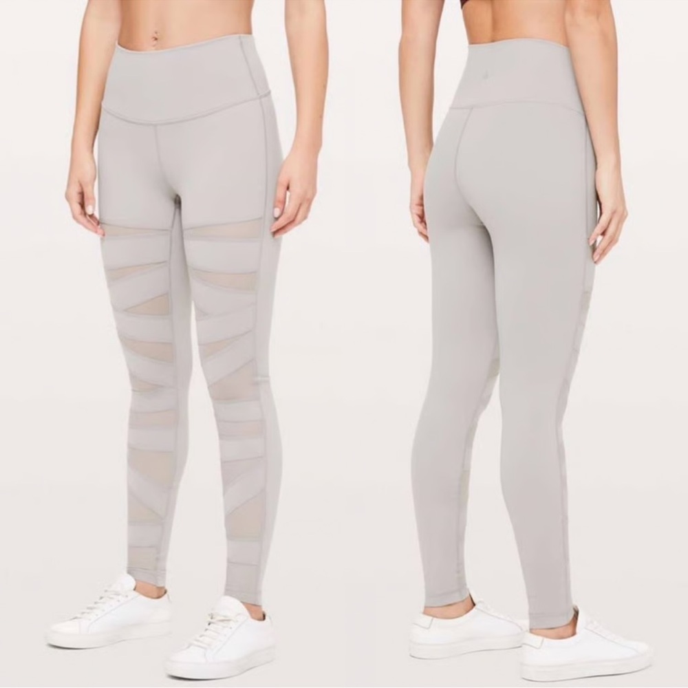 LULULEMON Wunder Under High Rise Grey Tech Mesh Legging Sz 6